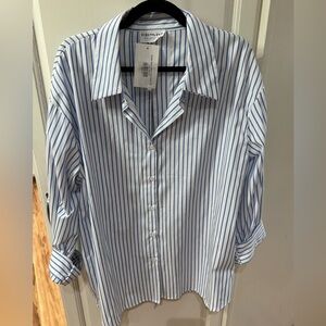 First Love Blue and White Striped Button-Down Shirt